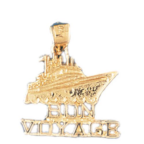 Cruise Ship Bon Voyage Charm Pendant 14k Gold