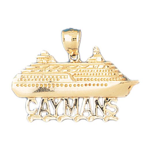 Cruise Ship Caymans Charm Pendant 14k Gold