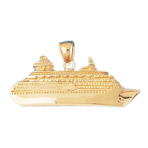 Cruise Ship Charm Pendant 14k Gold