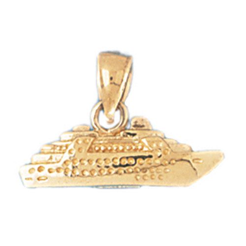 3D Cruise Ship Charm Pendant 14k Gold