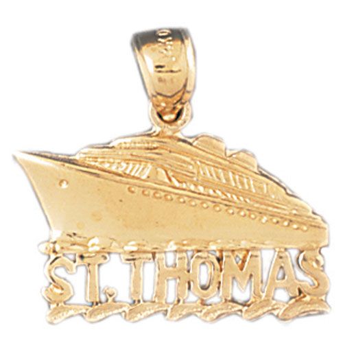Cruise Ship St. Thomas Charm Pendant 14k Gold