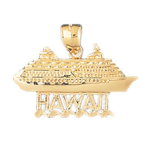 Cruise Ship Hawaii Charm Pendant 14k Gold