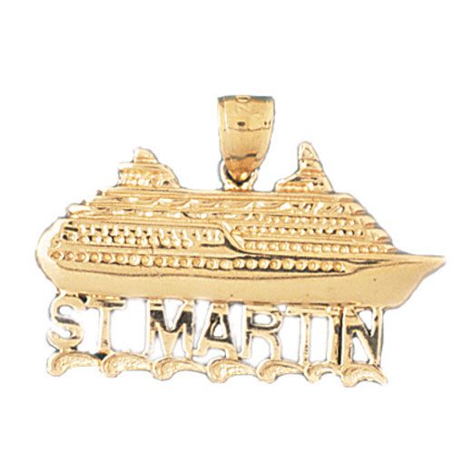 Cruise Ship Saint Martin Charm Pendant 14k Gold