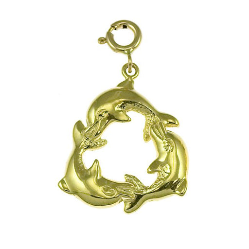 Dolphin Charm Pendant 14k Gold