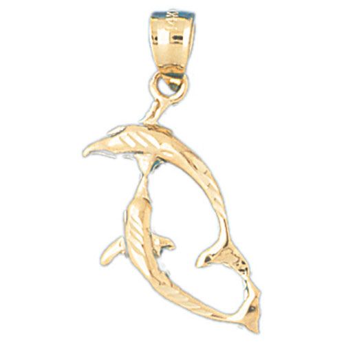 Dolphin Charm Pendant 14k Gold