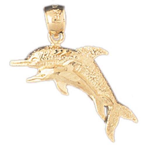 Dolphin Charm Pendant 14k Gold