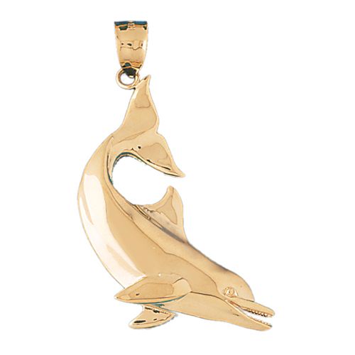 Dolphin Charm Pendant 14k Gold