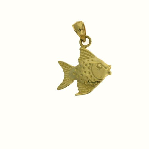 3D Angelfish Charm Pendant 14k Gold