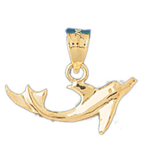 Dolphin Charm Pendant 14k Gold