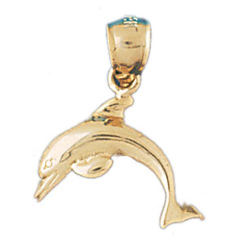 Dolphin Charm Pendant 14k Gold