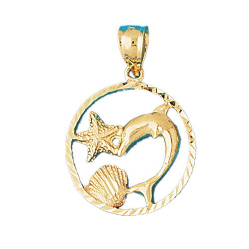 Dolphin Charm Pendant 14k Gold