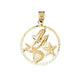 Dolphins, Shell and Starfish Charm Pendant 14k Gold