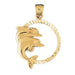 Dolphins Charm Pendant 14k Gold