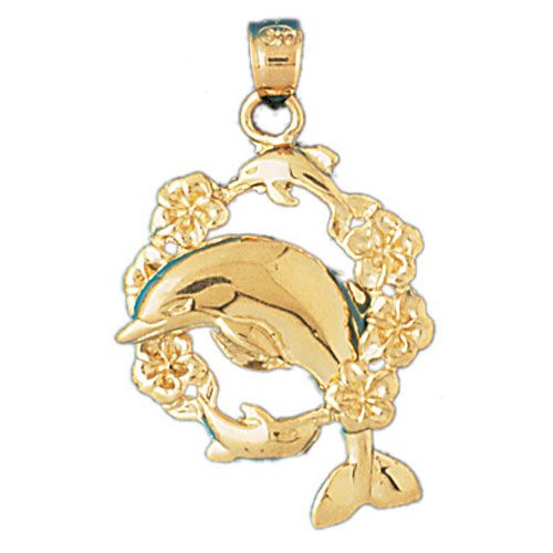 Dolphin Charm Pendant 14k Gold