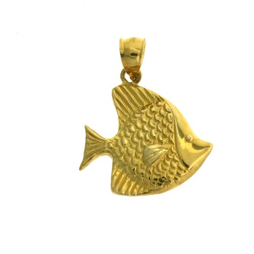 Angelfish Charm Pendant 14k Gold