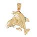 Dolphins Charm Pendant 14k Gold