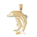 Dolphins Charm Pendant 14k Gold