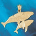 Double Whale Charm Pendant 14k Gold