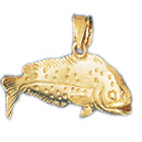 3D Fish Charm Pendant 14k Gold