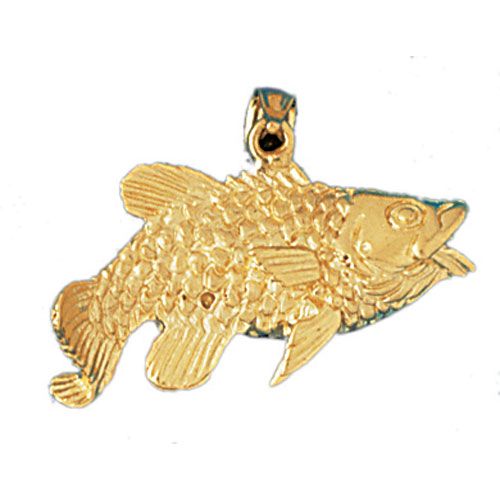 3D Fish Charm Pendant 14k Gold