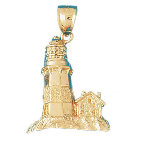 Lighthouse Charm Pendant 14k Gold