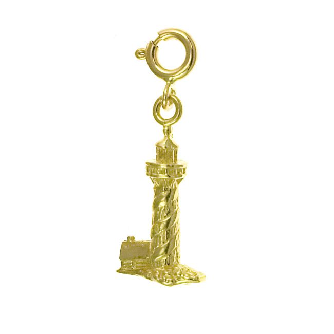 Lighthouse 3 Dimensional Charm Pendant 14k Gold