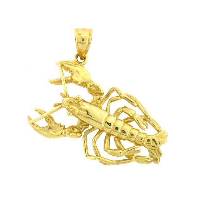 3D Lobster Charm Pendant 14k Gold