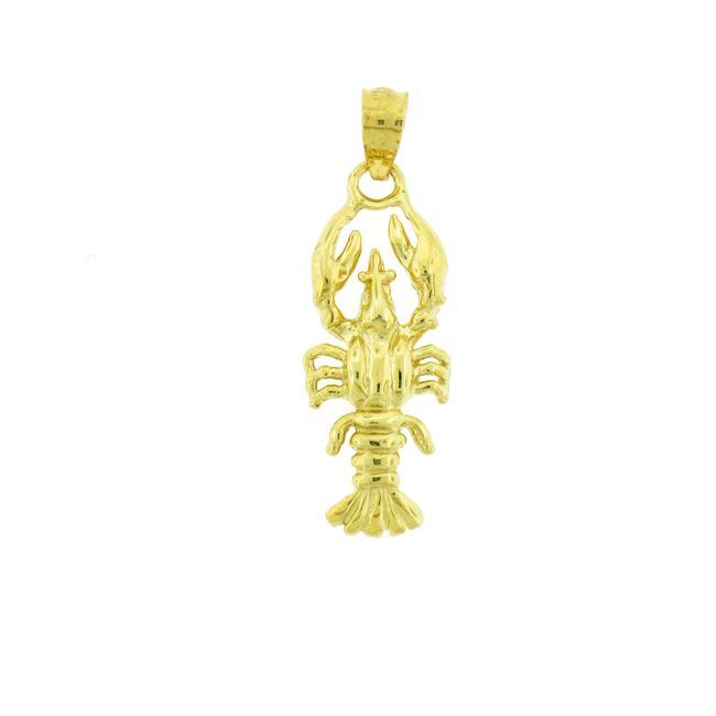 Lobster Charm Pendant 14k Gold