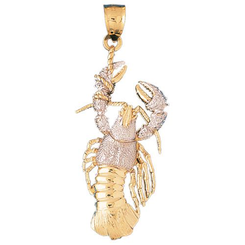 Lobster Charm Pendant 14k Two Tone Gold