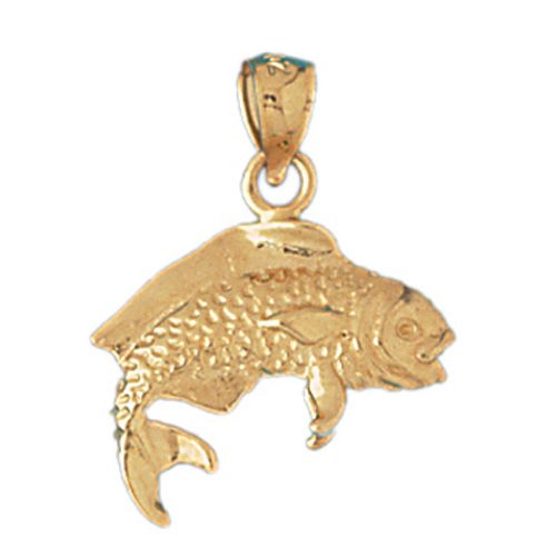 3D Mahi Mahi Fish Charm Pendant 14k Gold