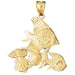 Angelfish Goldfish Sea-Turtle Shell Charm Pendant 14k Gold