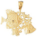 Angelfish Goldfish Sea-Turtle Charm Pendant 14k Gold