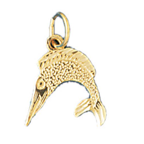 Marlin Sailfish Charm Pendant 14k Gold