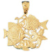 Angelfish Goldfish Charm Pendant 14k Gold