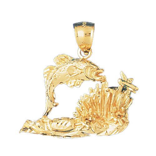 Angelfish Goldfish Charm Pendant 14k Gold