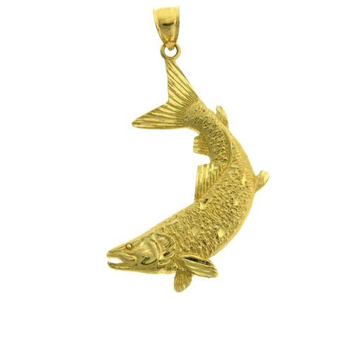 Assorted Fish Sea Bass Snook King Mackerel Charm Pendant 14k Gold