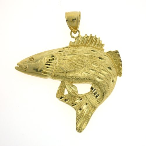 3D Assorted Fish Sea Bass Snook King Mackerel Charm Pendant 14k Gold
