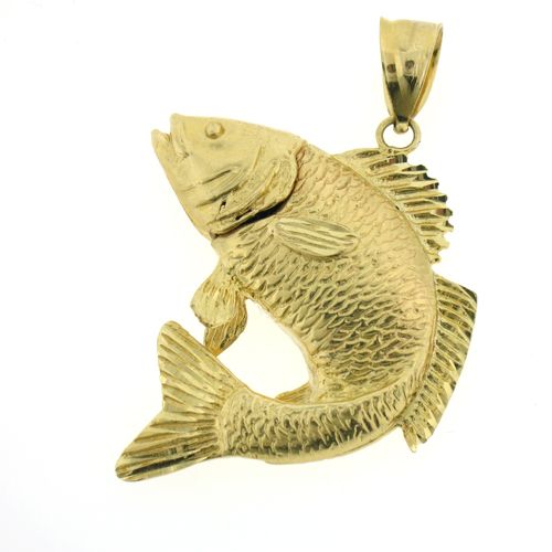 3D Assorted Fish Sea Bass Snook King Mackerel Charm Pendant 14k Gold