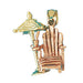 3D Beach Chair and Umbrella Charm Pendant 14k Gold