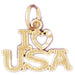 I Love USA Charm Pendant 14k Gold