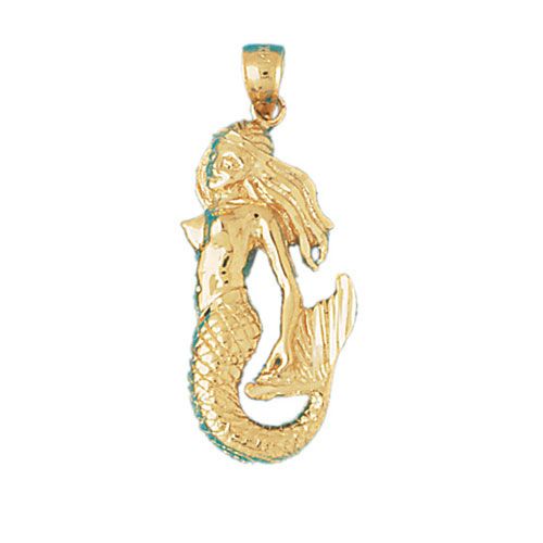 Mermaid Charm Pendant 14k Gold