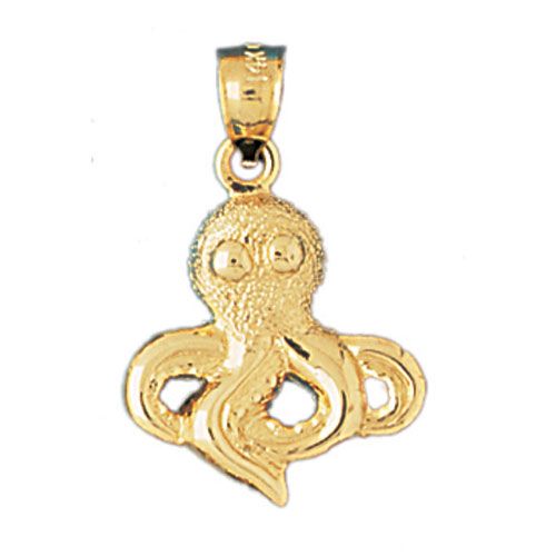 Octopus Charm Pendant 14k Gold