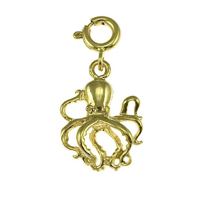 Octopus Charm Pendant 14k Gold
