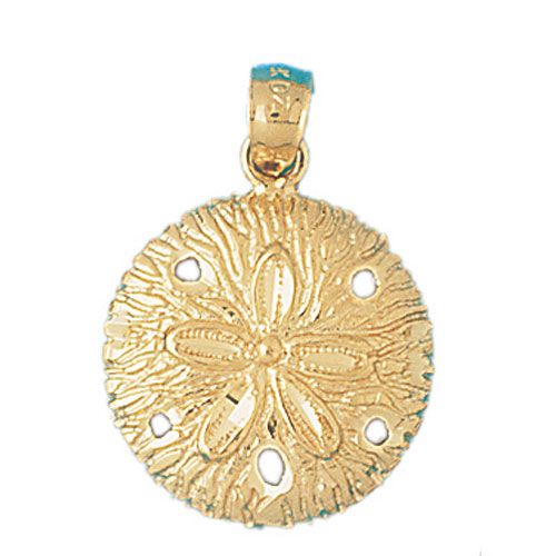 Sand Dollar Sea Urchins Charm Pendant 14k Gold