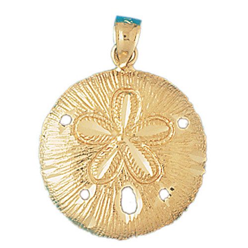 Sand Dollar Sea Urchins Charm Pendant 14k Gold