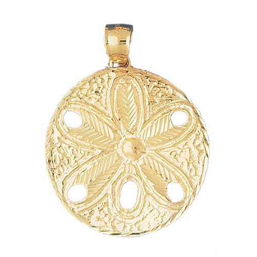 Sand Dollar Sea Urchins Charm Pendant 14k Gold