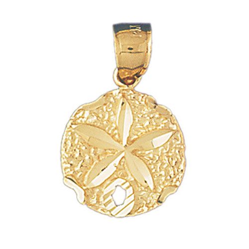 Sand Dollar Sea Urchins Charm Pendant 14k Gold