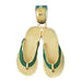 Pair of Sandals Flip Flop Green Enamel Charm Pendant 14k Gold