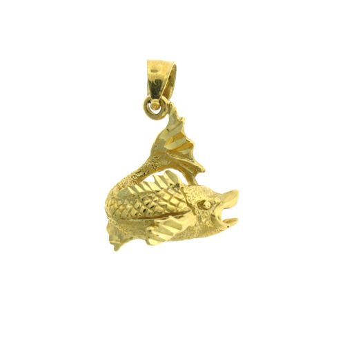 Sea Bass Fish Charm Pendant 14k Gold