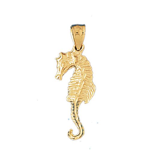Seahorse 3 Dimensional Charm Pendant 14k Gold